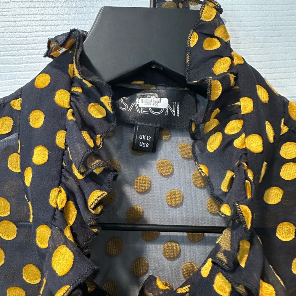 SALONI Black and Yellow Polka Dot Blouse - Picture 3 of 9